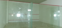 Système d'éclairage LED pour sol en plastique renforcé de fibres de verre avec mur entièrement vitré clé en main FH-VISION, professionnel, commercial, pour terrain de squash