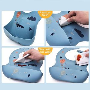 Lebensmittel qualität Silikon Baby Lätzchen Wasserdichte Säuglings ernährung Lätzchen BPA Free Kleinkind Silikon Lätzchen Mit Food Catcher - Product Image 3