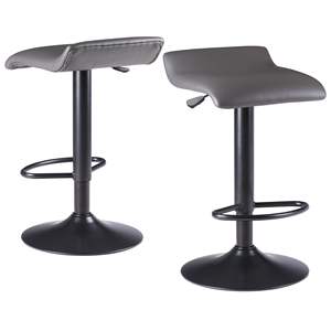 DB Tarah Contemporary Adjustable Swivel <b>Bar</b> <b>Stools</b>, Black and Slate Gray, Metal Frame, Modern Design for Kitchen or Home <b>Bar</b> - Product Image 1