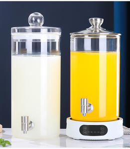 เครื่องจ่ายเครื่องดื่มร้อนไฟฟ้าเชิงพาณิชย์ พร้อมโถแก้วและก๊อกน้ำ รักษาความร้อน สำหรับนม/น้ำผลไม้ ใช้ในบุฟเฟ่ต์/โรงแรม - Product Image 2
