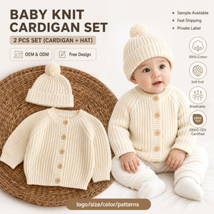 Cardigan à manches longues pour bébé, vêtements en tricot pour bébé, pull en tricot tendance pour nouveau-né, vêtements pour bébé fille - Product Image 1