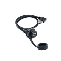 Conectores USB 2.0 Hembra M20 Impermeables, Cable Hembra a Macho de 90 Grados, 0.3m, Carcasa de Nylon PA66 para Aplicaciones Automotrices