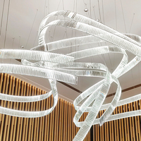 Luminaires suspendus contemporains de style long, luminaires suspendus au plafond, LED, lustre en verre sur mesure pour restaurants haut de gamme, entreprises