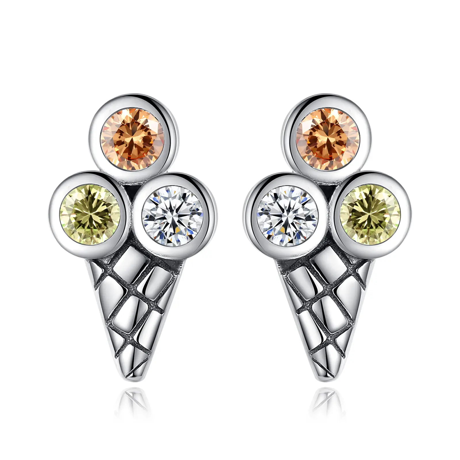 Boucles d'oreilles en argent Sterling 925 pour femmes, en zircone cubique, glaces, clous, 1 pièce