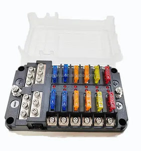 12-way car fuse box with LED lamp car screws, 12-way fuse box seat with positive and negative pole