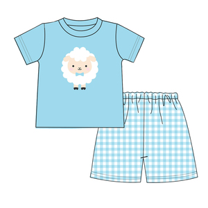 Conjunto de Ropa para Niñas con Bordado de Oveja Encantadora, Top de Manga Corta y Pantalones, Traje de Verano para Niños, Ropa de Moda Infantil, Diseño Personalizado - Product Image 4