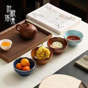 Juego de tazones de cerámica con forma de flor para postres, aperitivos, fiestas de té, platos para servir con revestimiento, origen Dehua - Product Image 4