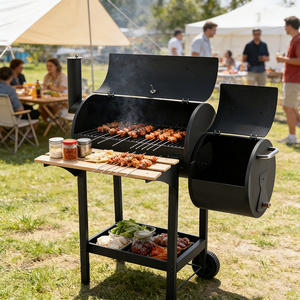 Modern Metal Powder Coated Durable Portable Heavy Duty <strong>Charcoal</strong> BBQ <strong>Grill</strong> with Remote Control and Trolley for Outdoor Use - Product Image 6
