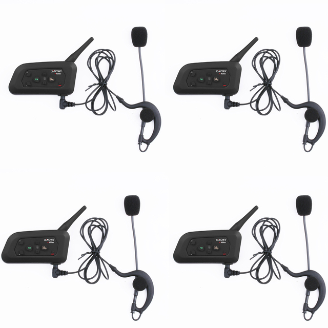 XiNOWY 4PCS V4C Referee Intercom Headsets with Suitcase 4 Group Bluetooth Full Duplex Communication Soccer Handball Football
