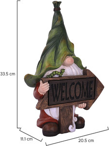 Estatuilla de jardín de resina larga barbudo Tomte Navidad <span class=keywords><strong>Gnomo</strong></span> celebración tablero de bienvenida con luces LED solares, decoración festiva al aire libre - Product Image 3