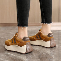 Nuevas Zapatillas Deportivas Casuales de Plataforma para Mujer, Invierno, Primavera, Verano, Otoño 2026, de Microfibra con Costuras de Cuero, Estilo Deportivo, Acolchadas, Sin Cordones