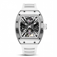 Reloj Mecánico Personalizado con Logotipo para Hombre, Esfera Transparente Luminosa, Caja de Acero Inoxidable, Correa de Silicona, Resistente al Agua 3ATM, MOQ Bajo