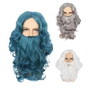 Ensemble de perruques à <span class=keywords><strong>barbe</strong></span> Père Noël bleu blanc et gris Halloween Party WGDG-003 - Product Image 1