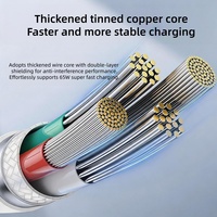Cable de Carga Rápida USB-C a USB-C de 65W PD, Cable Cargador Duradero de Silicona Líquida para Laptop, Android, iPhone, Transferencia de Datos de 480Mbps
