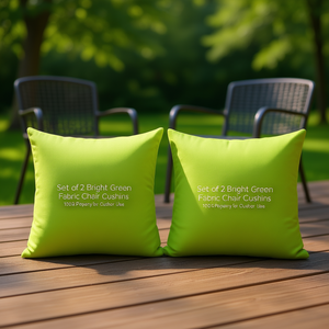 Ensemble de 2 coussins de chaise en tissu Oxford vert vif, carrés, résistants à l'eau, amovibles et lavables, pour l'extérieur - Product Image 2