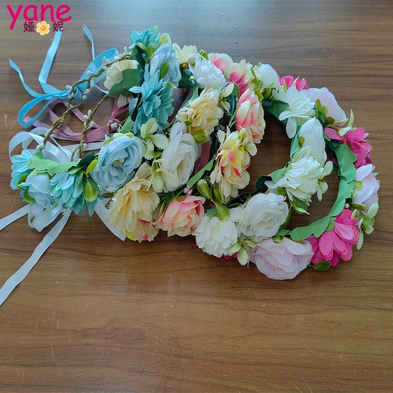 12 Pieces Flowers Wreath Adjustable Headband