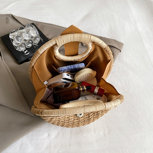 Bolsa de <span class=keywords><strong>playa</strong></span> de verano natural de nuevo diseño al por mayor, cesta de <span class=keywords><strong>mimbre</strong></span> tejida a mano y bolsos estilo Bali de paja de papel - Product Image 6