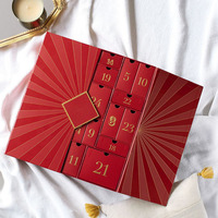 Boîte à bijoux calendrier luxueux rouge personnalisé pour cadeau de Noël