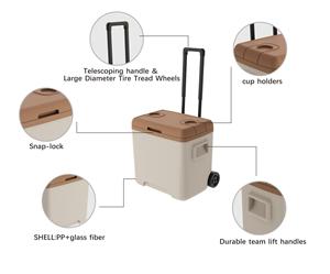Glacière isotherme roulante anti-fuite 24L 30L 52L avec roues et poignée télescopique, pour camping et barbecue - Product Image 2