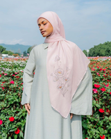 Foulard Hijab Personnalisé Brodé Couleur Unie en Voile de Coton, Bandana Ethnique avec Bordure en Dentelle, Foulard DIY pour Femme