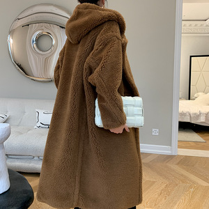 핫 세일 패션 대형 겨울 진짜 양고기 양모 코트 후드 긴 테디 코트 여성 - Product Image 3