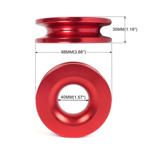 Poulie de treuil en alliage d'aluminium, diamètre 98 mm, trou de 40 mm, rouge, pour treuils électriques, utilisation en récupération - Product Image 1