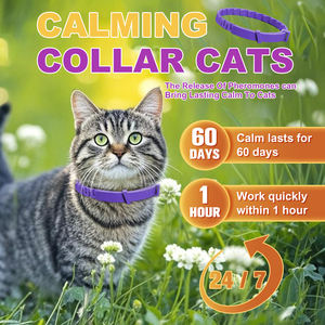 <span class=keywords><strong>Collar</strong></span> calmante OEM para gatos con infusión de feromonas, soporte de comportamiento, liberación rápida, ajustable, impermeable, diseño de encaje de dibujos animados, 30 días - Product Image 2