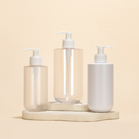 Bouteilles à pompe transparentes en PET de 300 ml et 500 ml, haute esthétique, pour lotion corporelle, savon liquide, gel douche, shampoing, impression sérigraphique
