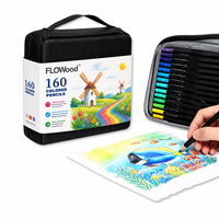 FLOWood Windmill Garden, ensemble de 160 crayons de couleur à base d'huile, crayons de dessin pour artistes avec sac en toile portable à fermeture éclair