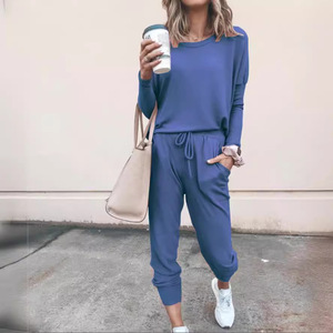 Autumn Winter Casual Suit for Amazon Popular Cross-Border European <strong>Clothing</strong> Loose Pure Color Long-Sleeved - Product Image 4