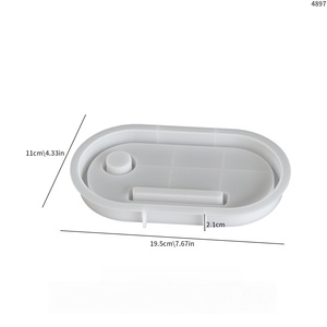 KY bricolage ovale rayé bougie plateau colle <span class=keywords><strong>moule</strong></span> noël plâtre <span class=keywords><strong>bougeoir</strong></span> présentoir Silicone <span class=keywords><strong>moule</strong></span> - Product Image 6