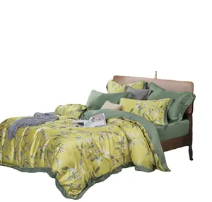 100% folha de cama conjuntos de Cama Tencel Liocel 300TC Refrigeração 3 Pcs jogo de cama de luxo Tencel capa de edredão set
