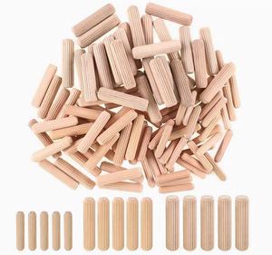 Chevilles rondes en <span class=keywords><strong>bois</strong></span> massif rainurées, non finies, pour meubles, armoires, chaises, cadres robustes, pieds, bricolage - Product Image 1