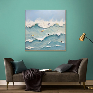 En gros Personnalisé Natation <span class=keywords><strong>Surf</strong></span> <span class=keywords><strong>Peinture</strong></span> Texture Mur Art Heureux Côte <span class=keywords><strong>Peinture</strong></span> sur Toile Base pour Hôtel Décor - Product Image 2