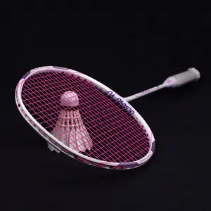 Hoge Kwaliteit Carbon Fibre Badminton Rackets Vrouwen Lichtgewicht 6U Hoge String Badminton Racket Voor Volwassen Jeugd