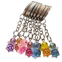 Porte-clés tortue en acrylique lumineux multicolore, breloque de sac, pendentif souvenir, mini bibelots, petits animaux marins, tortue