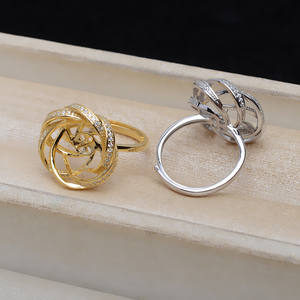 Anneau de doigt réglable en argent S925 avec support vide pour perle de 14-15 mm JG5125 - Composants et accessoires de bijouterie - Product Image 4