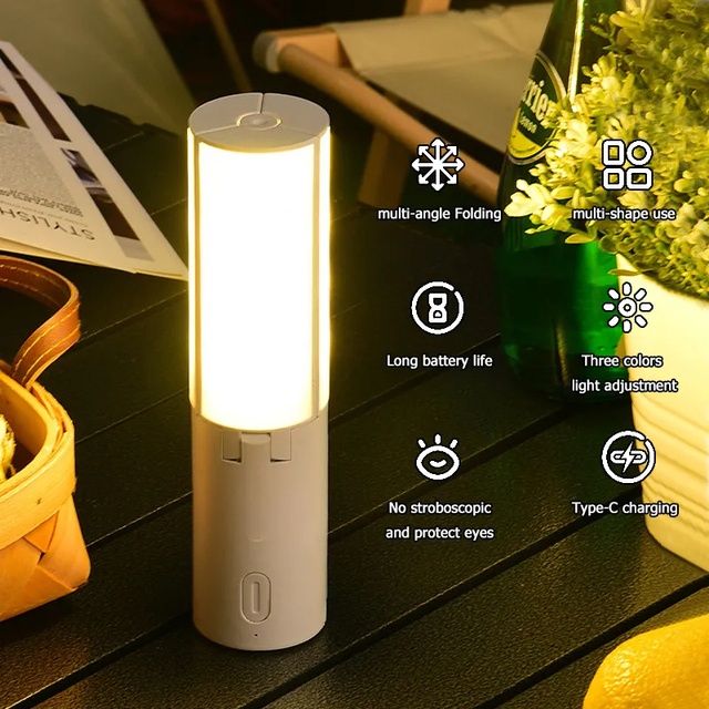 Portable Foldable LED Lighting Ring Highlighting Light Multiple Angles Hidden Hook Bottom Half-Circle Hanging ABS Camp Lamp