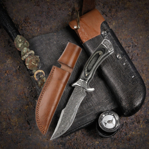 Manufacturer Wholesale Price Outdoor Survival Large Straight Portable Tactical Hunting Damascus Fixed Blade <b>Knife</b> Wood OEM - Product Image 3