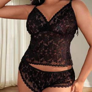 Conjunto de Lencería Sexy y Transparente para Mujer con Top Halter y Encaje, Estilo Europeo y Americano - Product Image 3