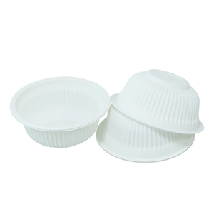Cuenco redondo de 300ml de almidón de maíz para llevar personalizado desechable de grado alimenticio compostable ecológico biodegradable - Product Image 1