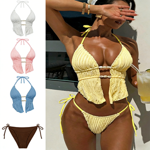 Conjunto de bikini sexy con tiras y tanga para mujer, traje de baño de dos piezas, traje de baño atrevido, bikini de playa - Product Image 2