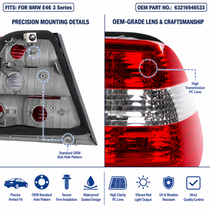 Conjunto de Luces Traseras LED para <span class=keywords><strong>BMW</strong></span> Serie 3 E46, OE 63216946533 63216946534, Enchufar y Usar, Ajuste Directo, 318i <span class=keywords><strong>320i</strong></span> 325i 330i - Product Image 4