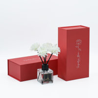Boîte cadeau de luxe vide en carton avec gaufrage personnalisé, pelliculage mat et doublure en éponge pour bouteille de diffuseur à bâtonnets aromatiques