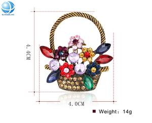 Broche panier à fleurs en strass pour enfant, bijoux de mode, de luxe, pour décoration, cadeau - Product Image 4