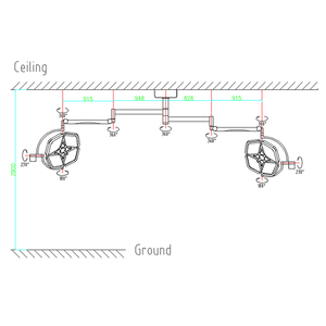 천장 유형 작동 조명 HF-L4 + 4C LED 더블 헤드 Led 그림자없는 작동 램프 - Product Image 6