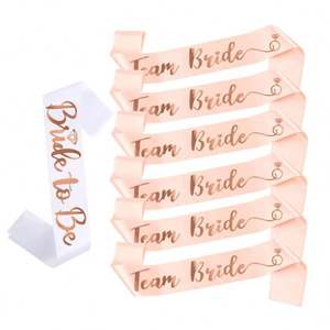 Banda para Despedida de Soltera, Color Rosa y Blanco, Satén con Estampado Dorado, para Decoración de Despedidas de Soltera y Bodas - Product Image 1