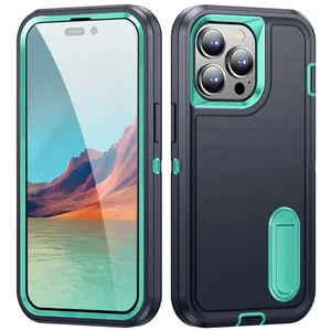 Étui de téléphone antichoc 3 en 1 avec béquille et protection de l'appareil photo pour <span class=keywords><strong>iPhone</strong></span> <span class=keywords><strong>11</strong></span> 12 13 14 15 16 Pro Max - Product Image 6