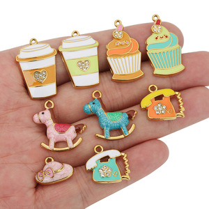 Breloques en émail en acier inoxydable, motifs dessin animé, crème glacée, téléphone, carrousel, pendentifs, accessoires de bijoux DIY, cadeau unisexe - Product Image 3