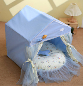 OEM ve ODM moda yarı kapalı Pet çadır yuva yaratıcı peluş köpek kedi yuva dantel Pet prenses yatak - Product Image 5